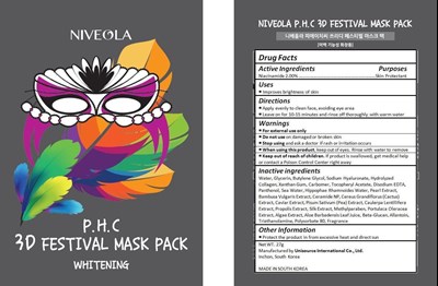 NIVEOLA P.H.C 3D FESTIVAL MASK PACK.jpg image description - NIVEOLA P.H.C 3D FESTIVAL MASK PACK